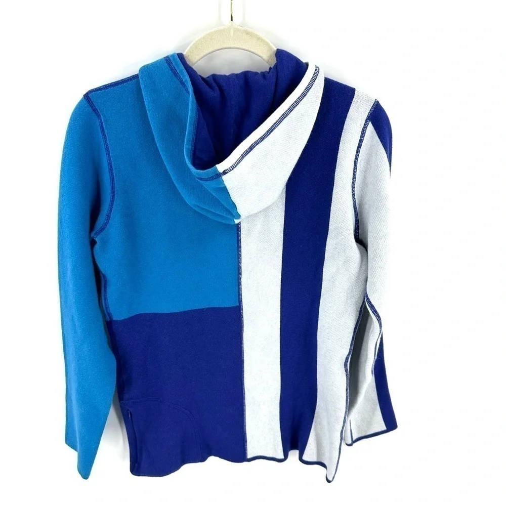 Title Nine Sweater Jacket Womens Medium Wool Blend Colorblock Full Zip Hooded